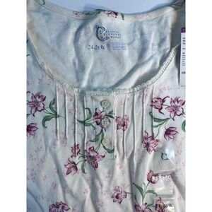 NWT Classic Elements Women's Henley 24/26W Cream W Floral Sears Scoop Neck